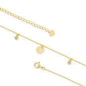 Bratara de picior argint placata cu aur galben cu banut si pietre DiAmanti Z1794XG_W-DIA